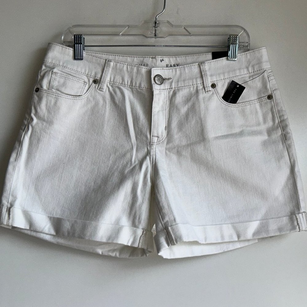 NWT The Limited Denim White Cuffed Easy Jean Shorts Size 10